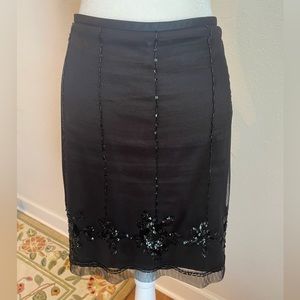 EUC Ann Taylor Black Skirt With Beading. Sz. 12